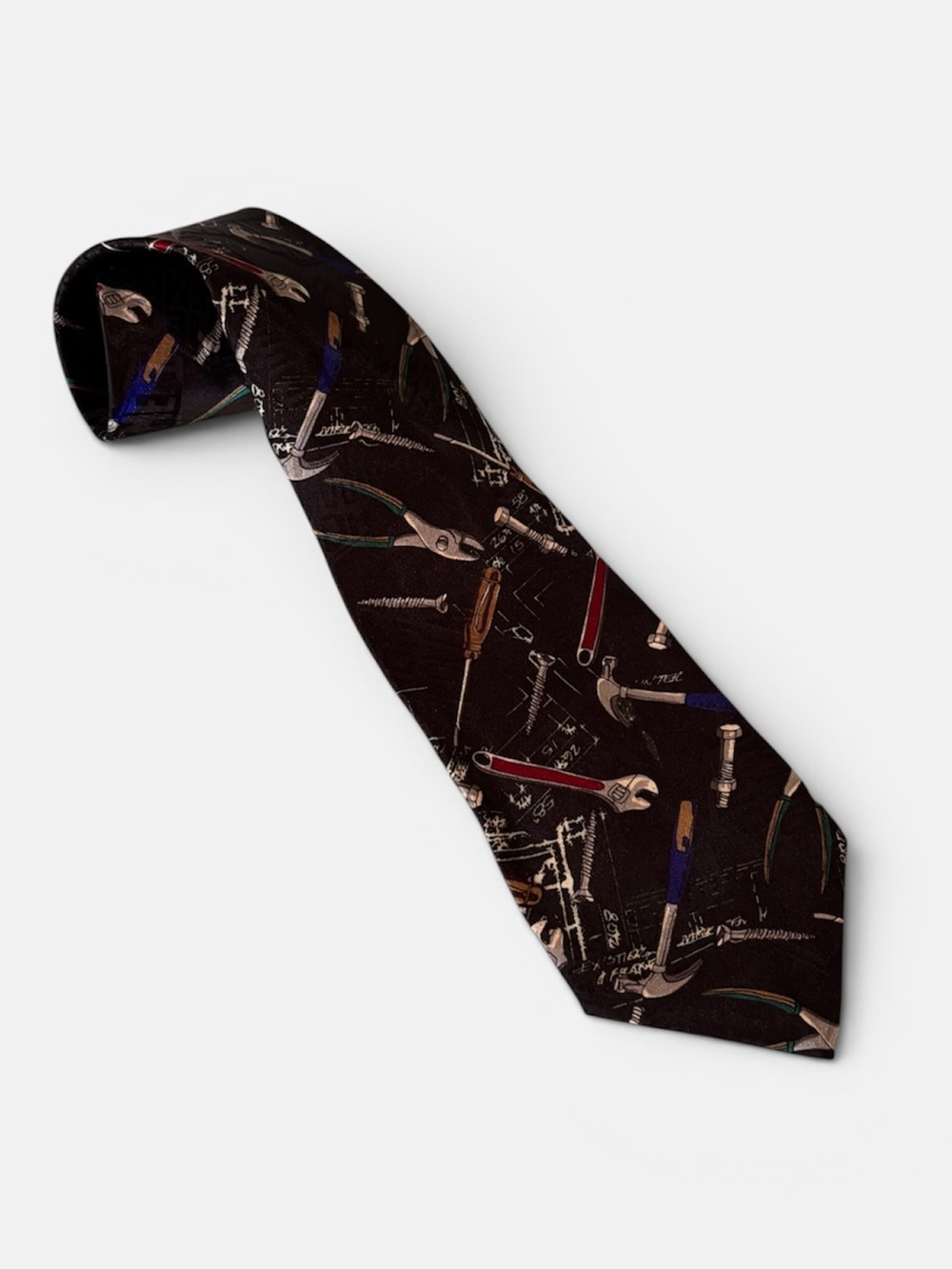Home Improvement Men's Black Tool-Print Tie